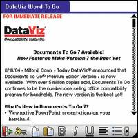 Documents To Go Premium Edition Version 7  Palm OS