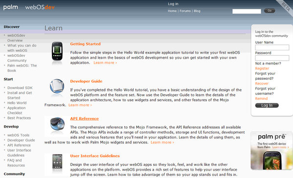 Palm webOS Mojo SDK