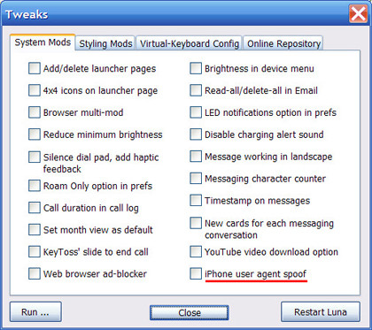 iPhone User Agent Tweak