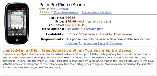 Palm Pre Amazon