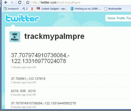 Palm Pre Twitter / Твиттер