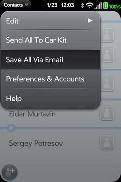 Send All Contacts via Email_ Palm Pre