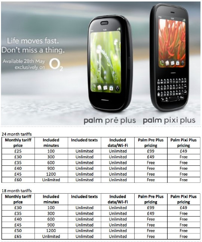 Palm Pre Plus и Pixi Plus: продажи в Великобритании стартуют 28 мая
