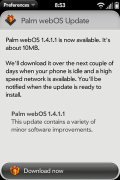 webOS 1.4.1.1 доступна пользователям Verizon