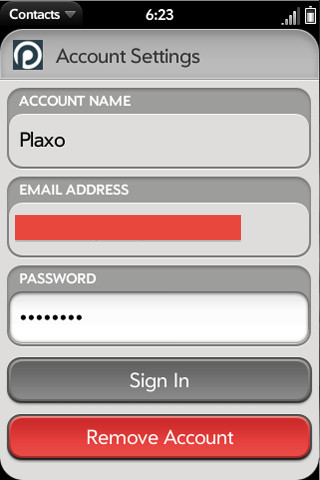 Plaxo Palm webOS