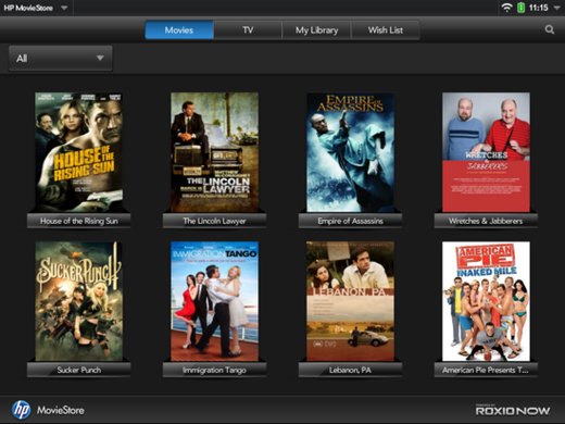 HP MovieStore TouchPad