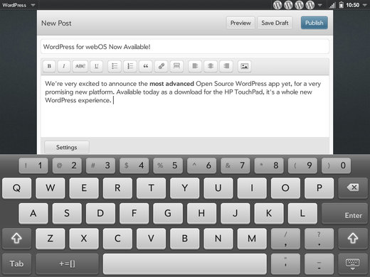 WordPress  webOS  HP TouchPad #3