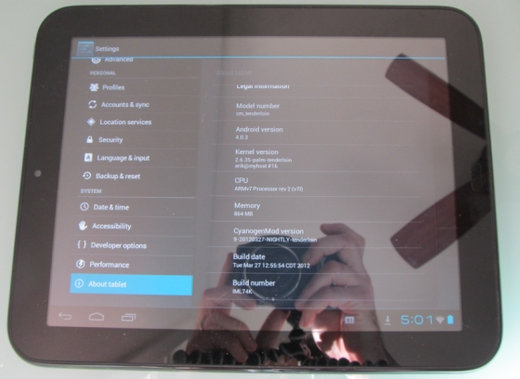 Выпущена очередная версия CyanogenMod 9 для планшета HP TouchPad